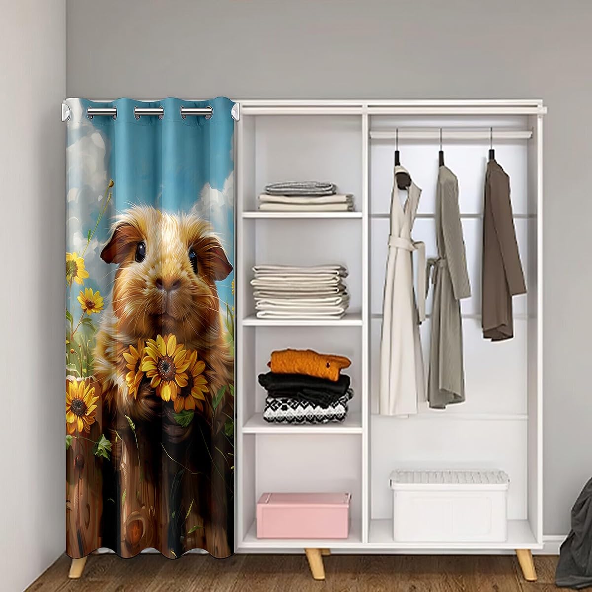 Erosebridal Cute Cartoon Hamster Blackout Curtain for Kids Kawaii Brown Mouse Door Drape 34