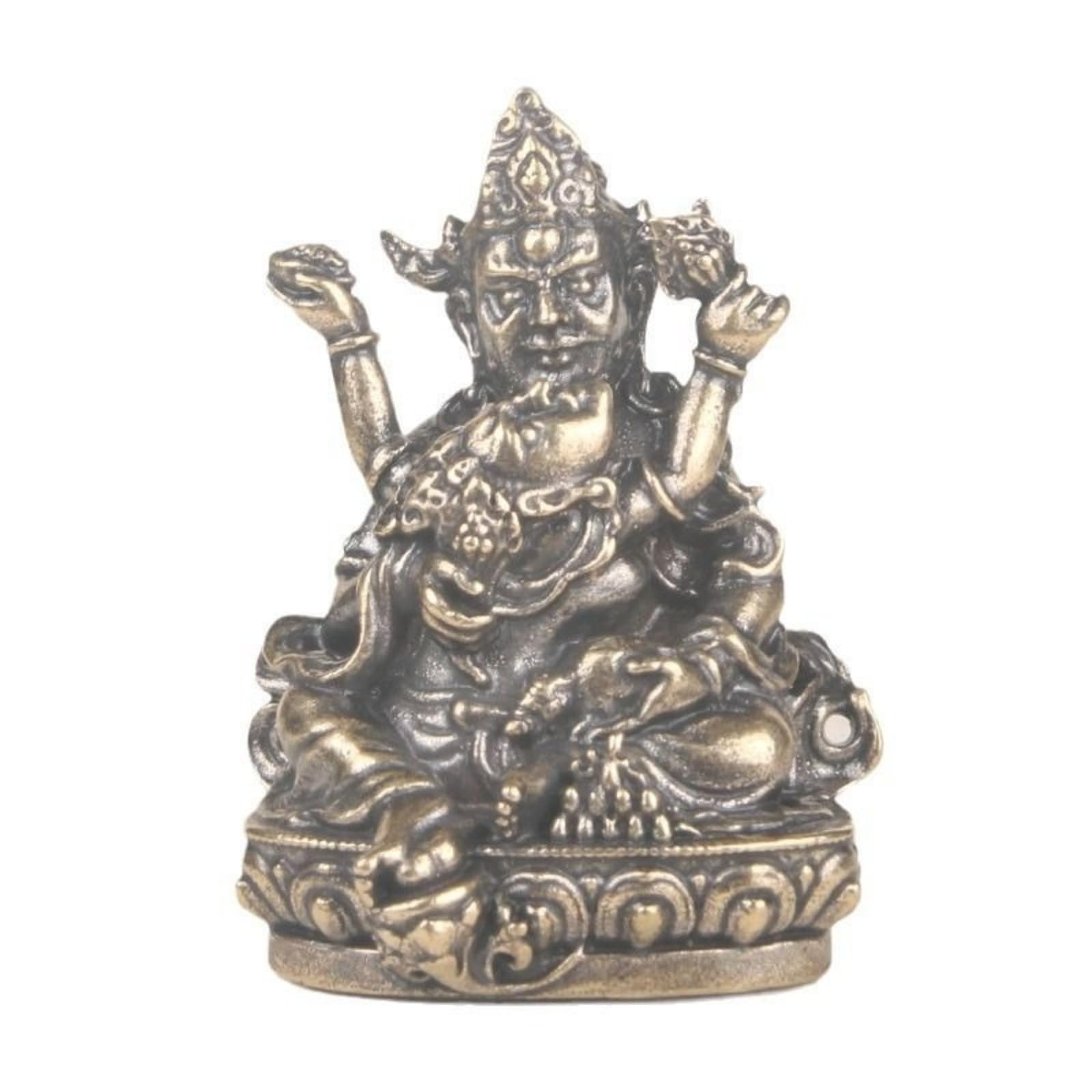 AOTTSD Red Jambhala Statue, Tibetan Buddhist Brass Figurine
