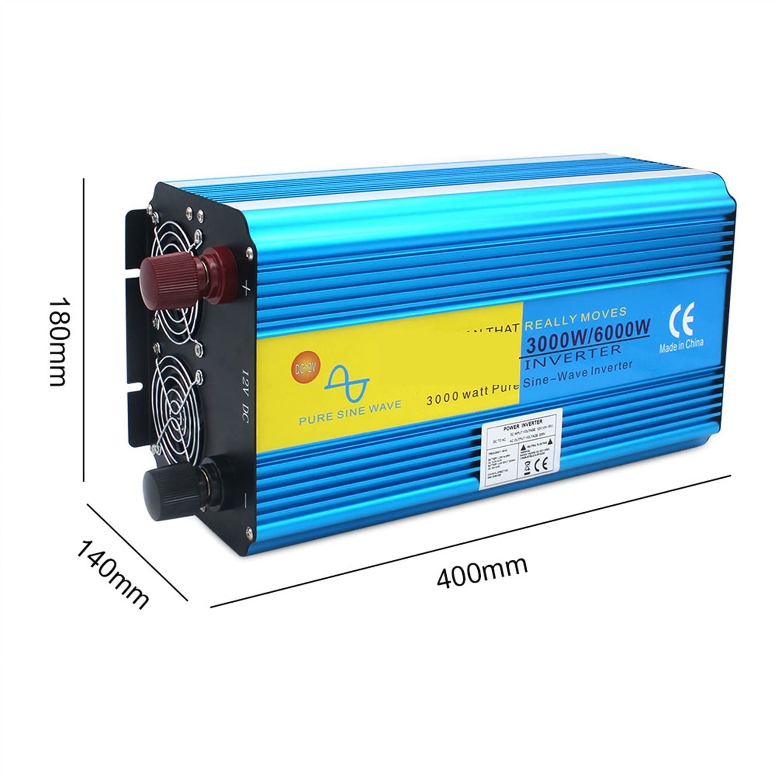 Inverter a onda sinusoidale pura Inverter 12v/ 24v 220v 6000w 50HZ/60HZ Onda sinusoidale pura Convertitore trasformatore di tensione solare Display a LED Ricarica doppia presa UE(12V 60HZ)