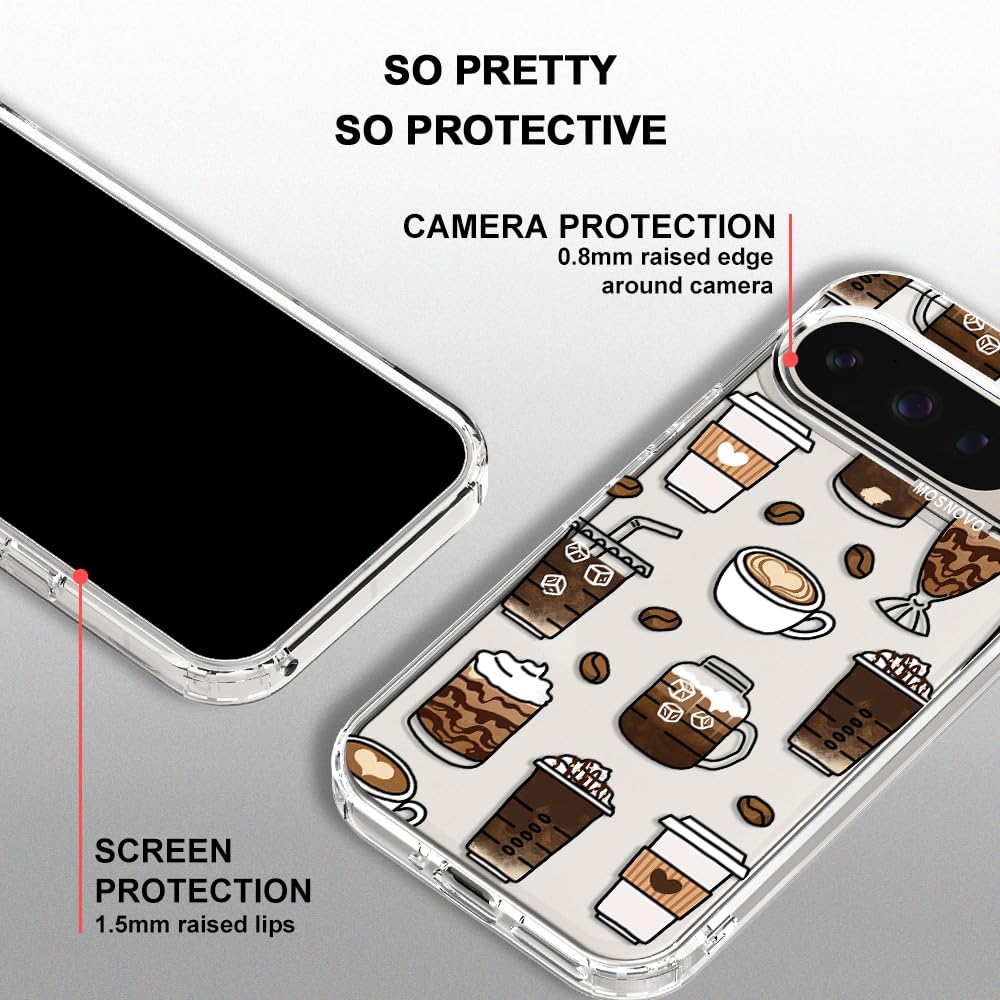 MOSNOVO Case for Google Pixel 10 & Pixel 10 Pro, [Buffertech 6.6ft Military-Grade Drop Protection] [Anti Peel Off Tech] Clear TPU Bumper Phone Case Cover Design - Cute Cherry — view 139