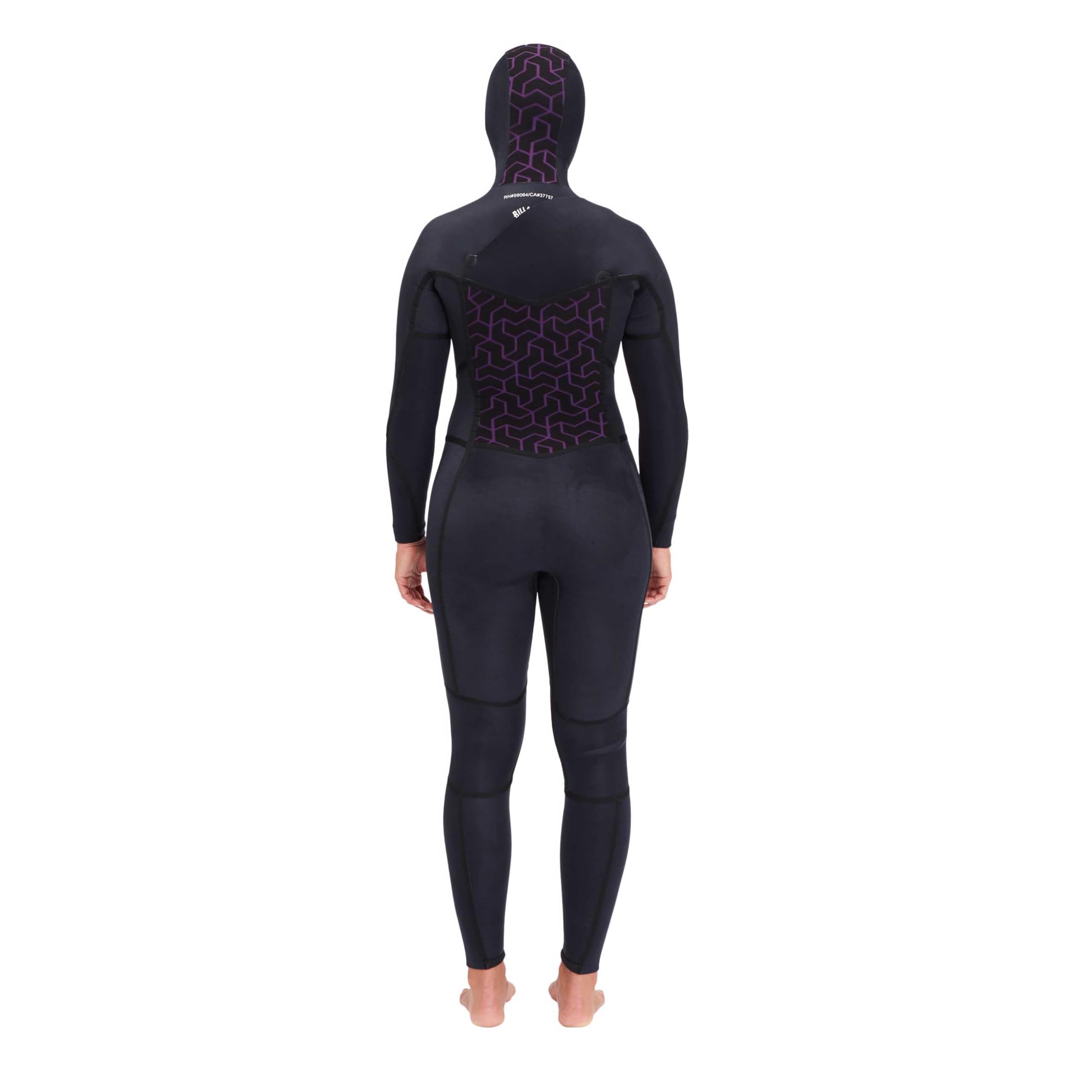 BILLABONG Femmes Synergy 5/4mm Chest Zip à Capuche Combinaison Néoprène ABJW200100 - Wild Black