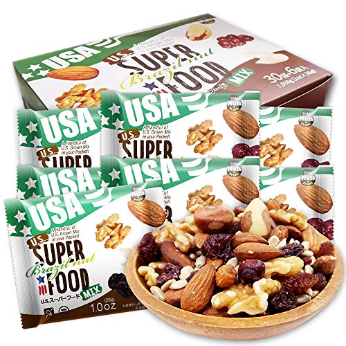 ミックスナッツ US SUPERFOOD Brazil nut USスーパーフード ブラジルナッツ 28g x36袋 箱入り (アーモンド ひまわりの種 ブラジルナッツ くるみ レーズン クランベリー ) 便利な小分けタイプ