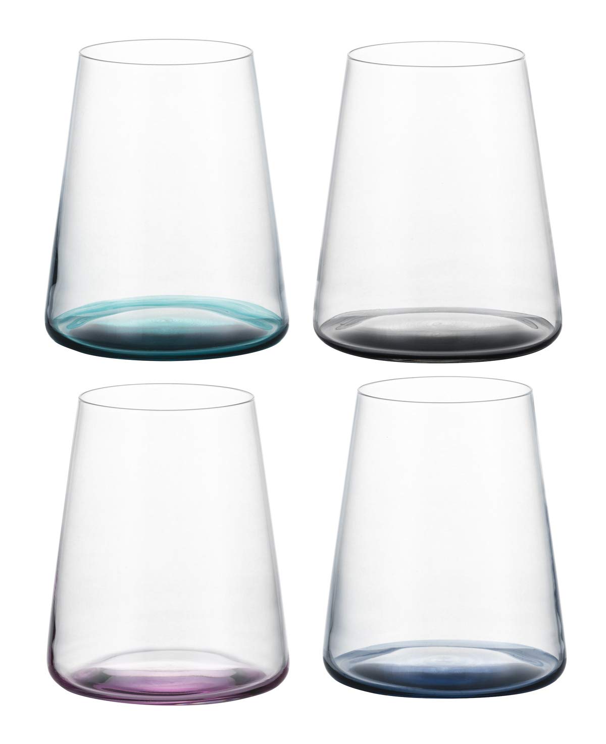 Dekomiro Eisch Becher Set Cono 4 Stück grau petrol blau rose 500 ml mit Glasreinigungstuch