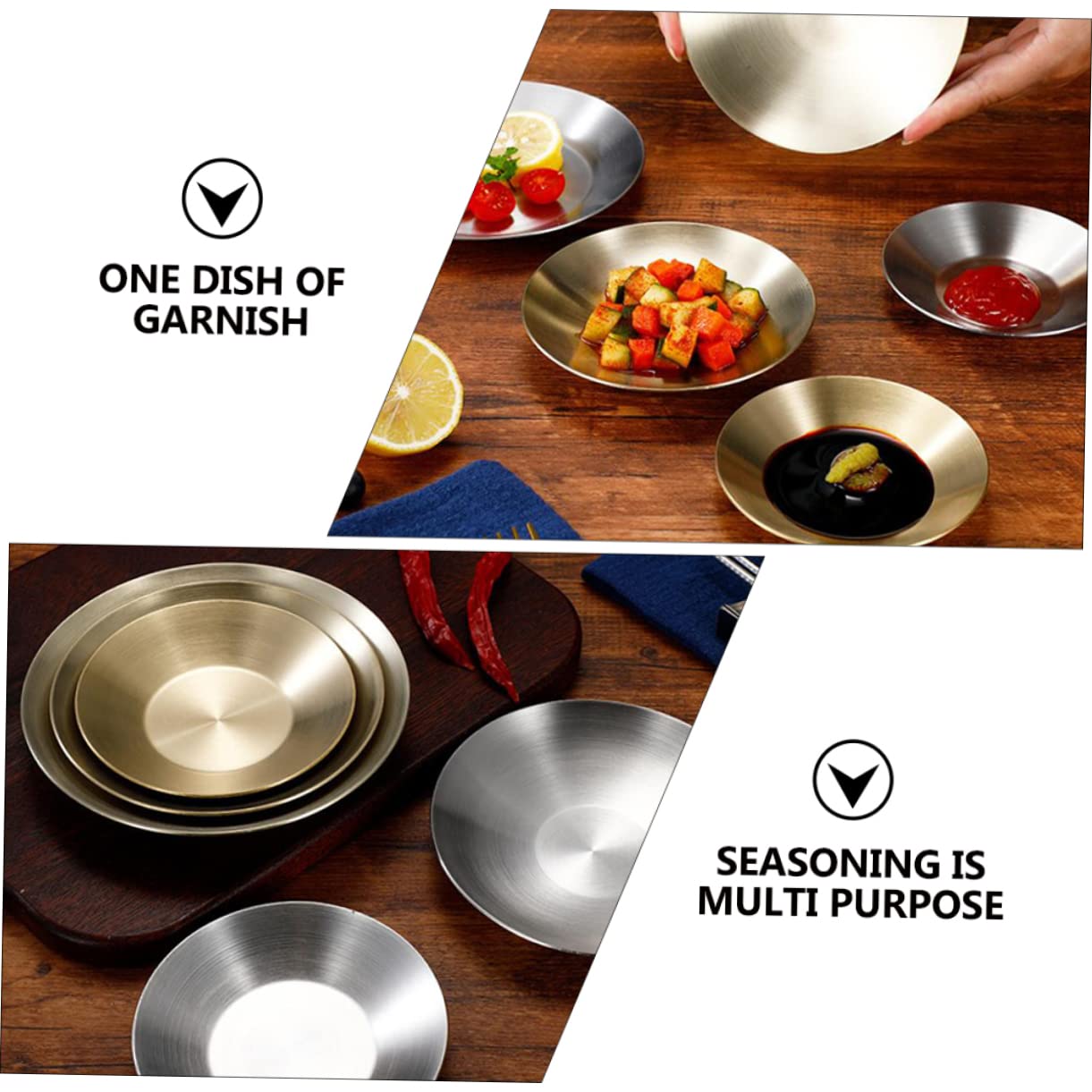 HOLIDYOYO 2pcs Sauce Dipping Bowls Side Dish Plates for Condiments Desserts Easy to Clean Kitchen Accessories for Home Use