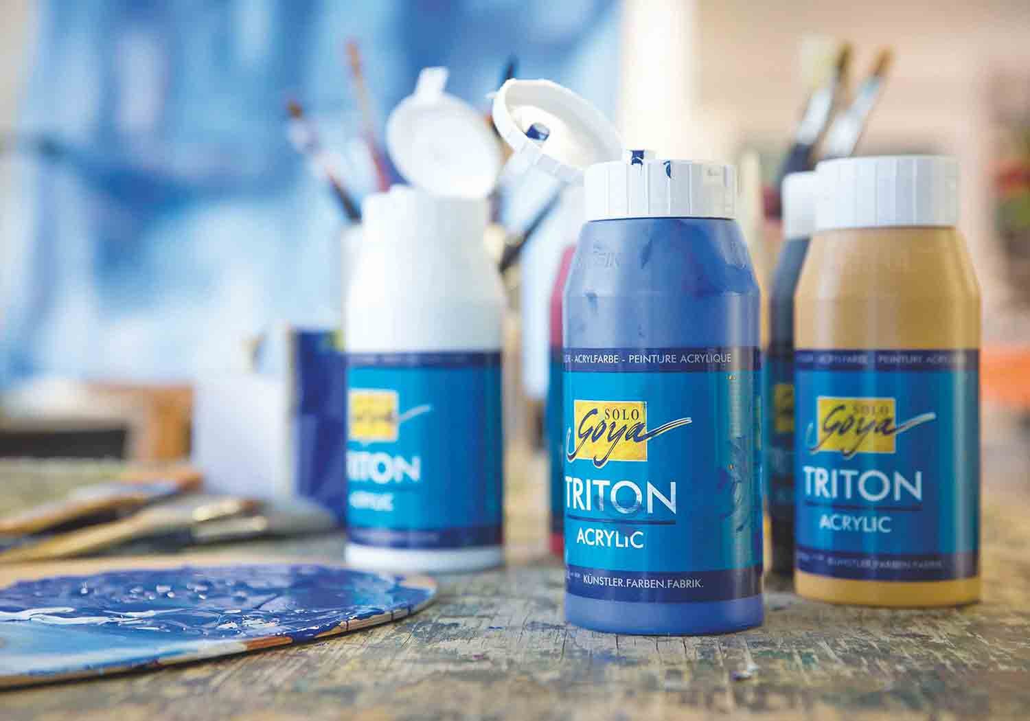 Image secondaire de Kreul 17028 - Solo Goya Triton Peinture Acrylique Bleu Primaire, Flacon de 750 ML, séchage Rapide et Mat, Peinture à Base d'eau,