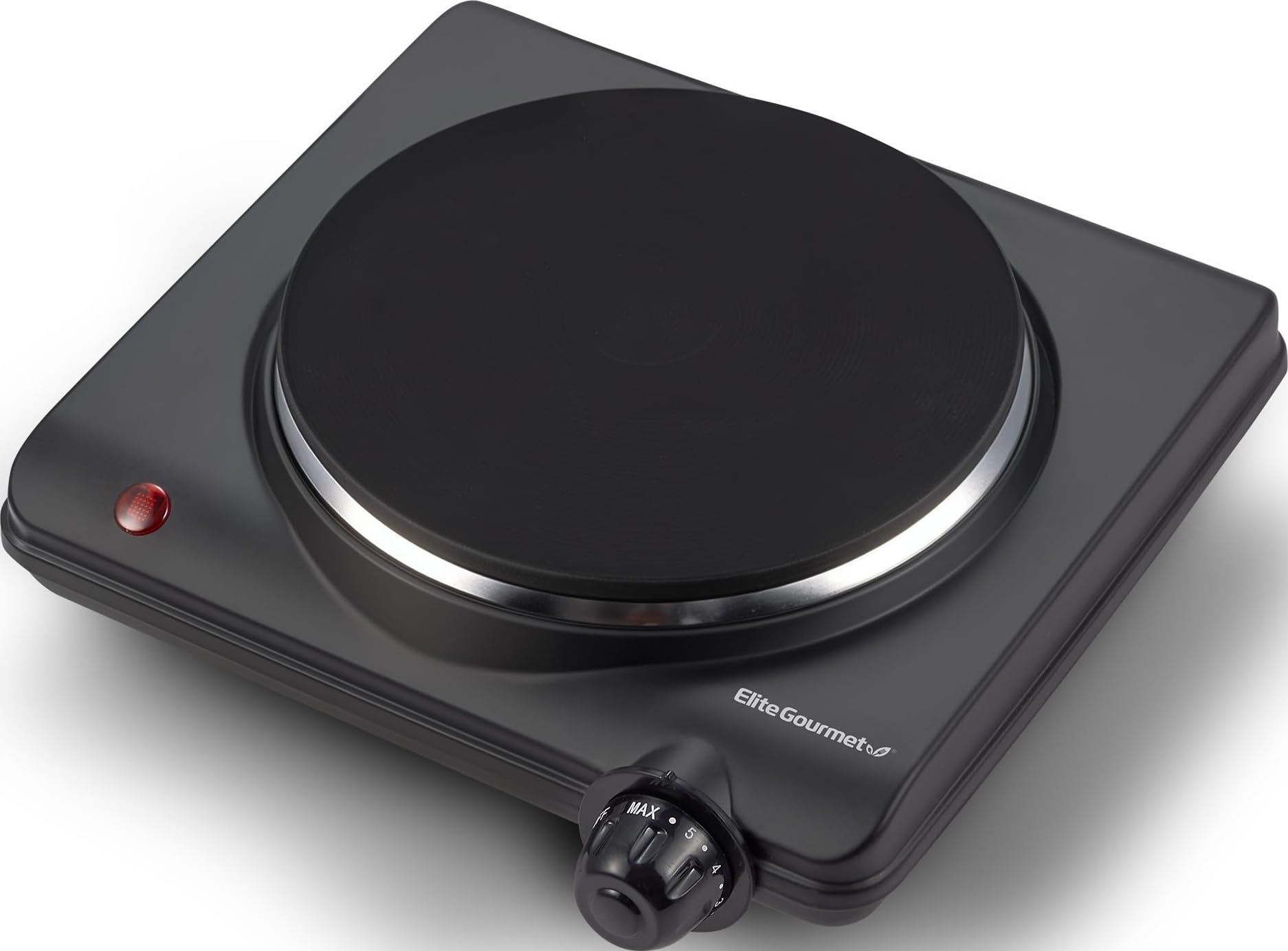 Elite Gourmet Electric Burner, 1000W Cast Iron Hot Plate, 7 Heat Settings | Portable cooktop for RV, dorm, office & small kit