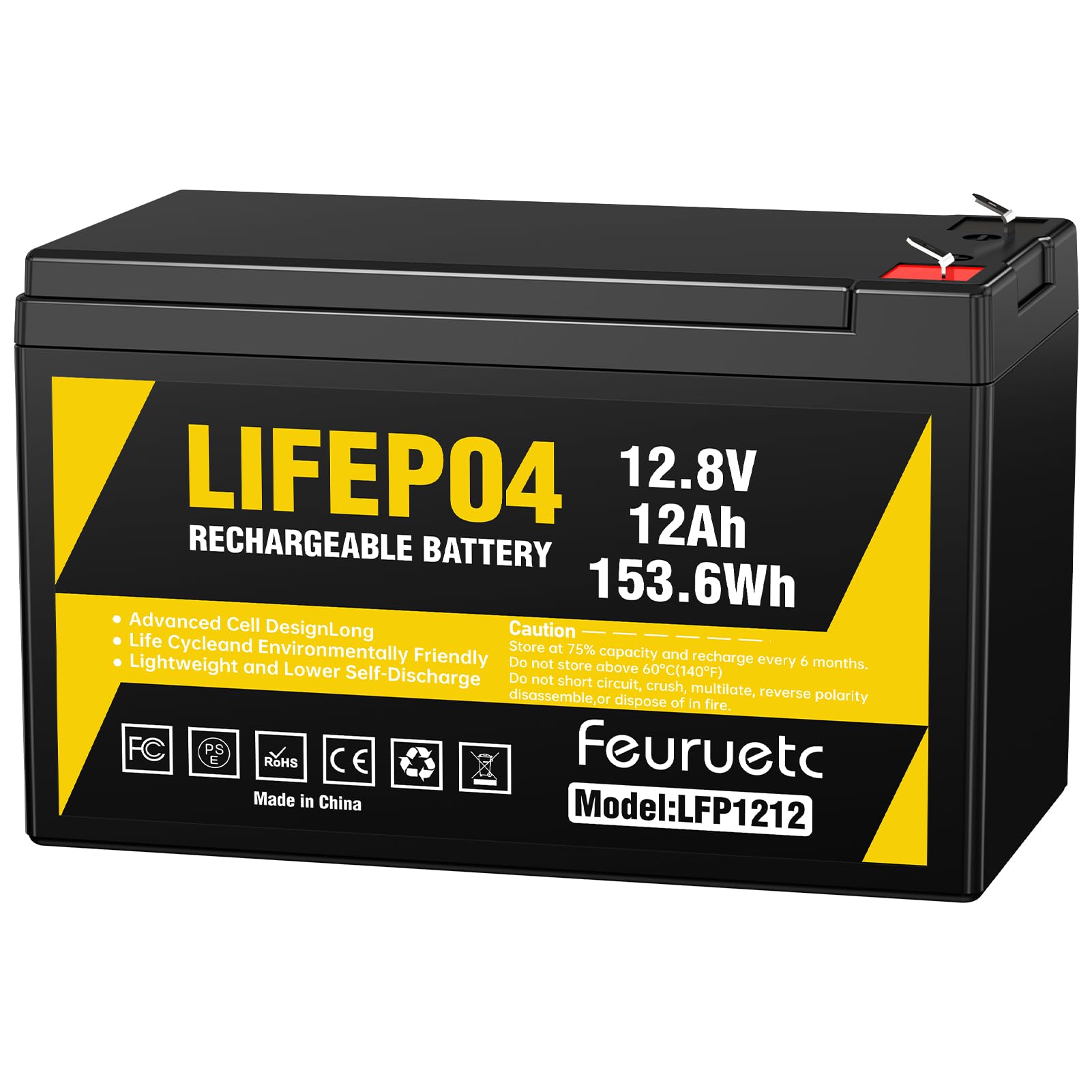 12V 12Ah Deep Cycle LiFePO4 Battery,12 volt lithium phosphate battery for Camping，Fish Finder, Scooter, Security System, Ride on Toys Automotive Replacement Batteries，UPS etc Rechargeable Lit