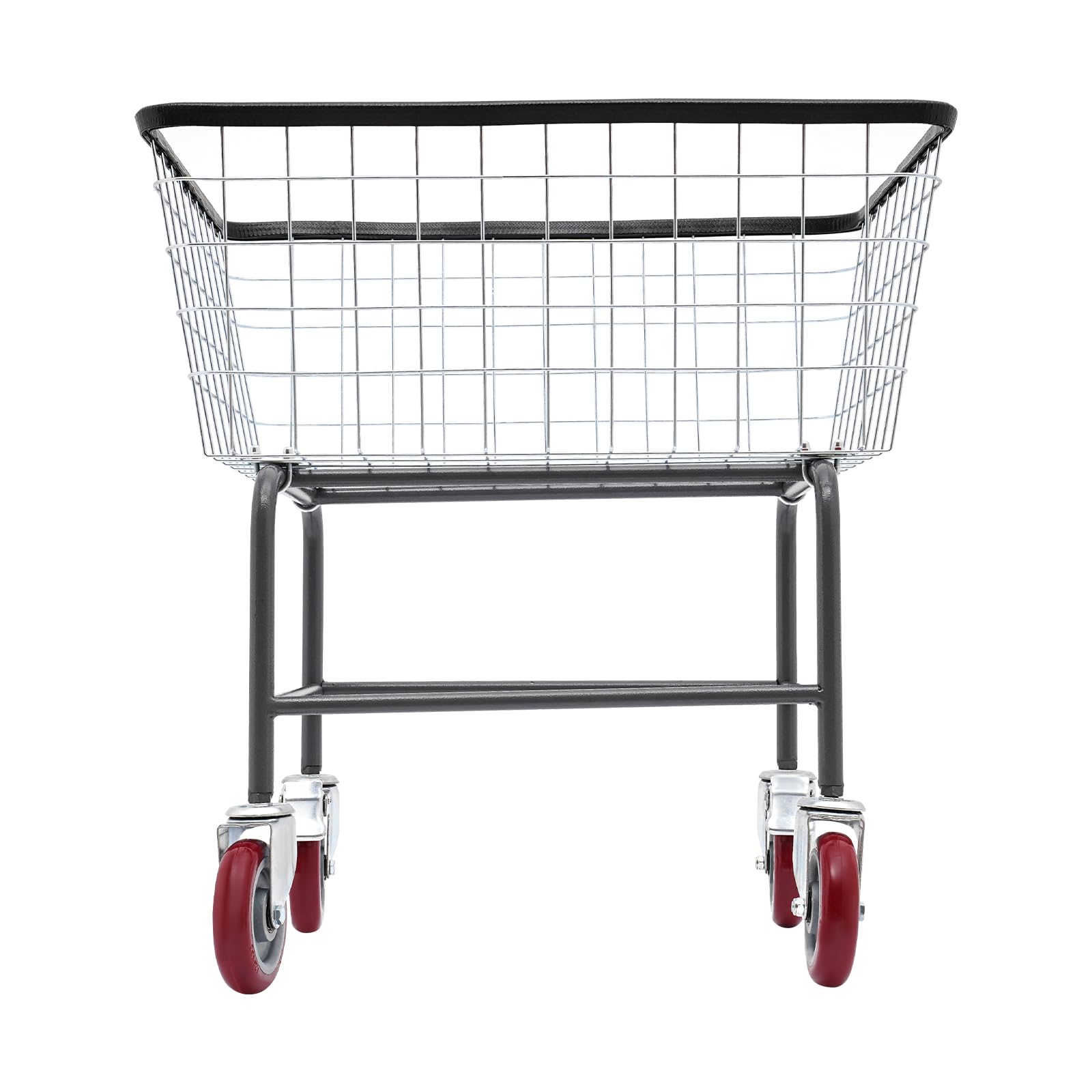 Wire Laundry Cart, Steel Wire Rolling Laundry Basket W/Wheels (2 With Brakes), Commercial Laundry Basket Cart, Storage Organizer Service Carts For Hotel, Mall, Market, Load Capacity 110lbs