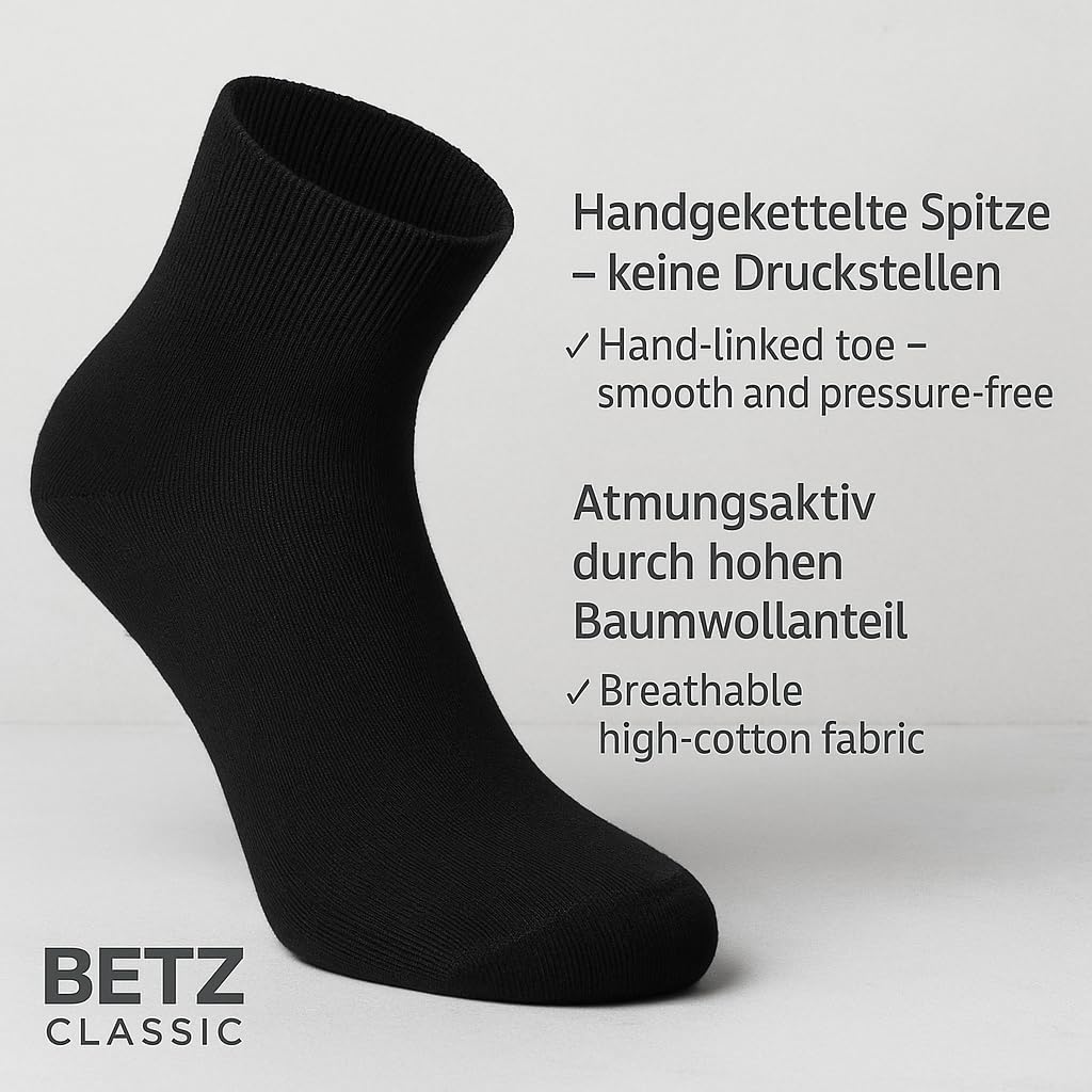 Betz 10|20|30 par skarpet dla kobiet i mężczyzn – bawełna z komfortowym ściągaczem bez uciskających szwów – klasyczne – rozmiary 35 – 50 kolorów czarny, biały, szary
