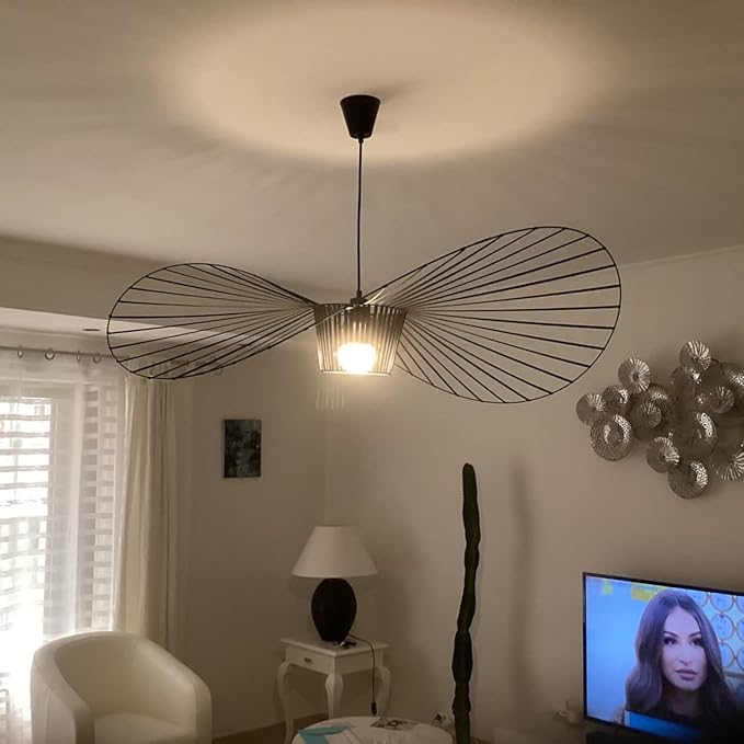 Ds UUby Hanglamp Vintage Woonkamer Kroonluchter Vertigo Hangende LED Lamp Hanglampen, Glasvezel/Polyurethaan E27 Voor Lampenkap, Restaurant, Bar, Café, Zwart