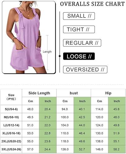 Miniatura 5 de YESNO Overol corto casual de verano para mujer, ajustable, con correa de nudo, con bolsillos, PYE