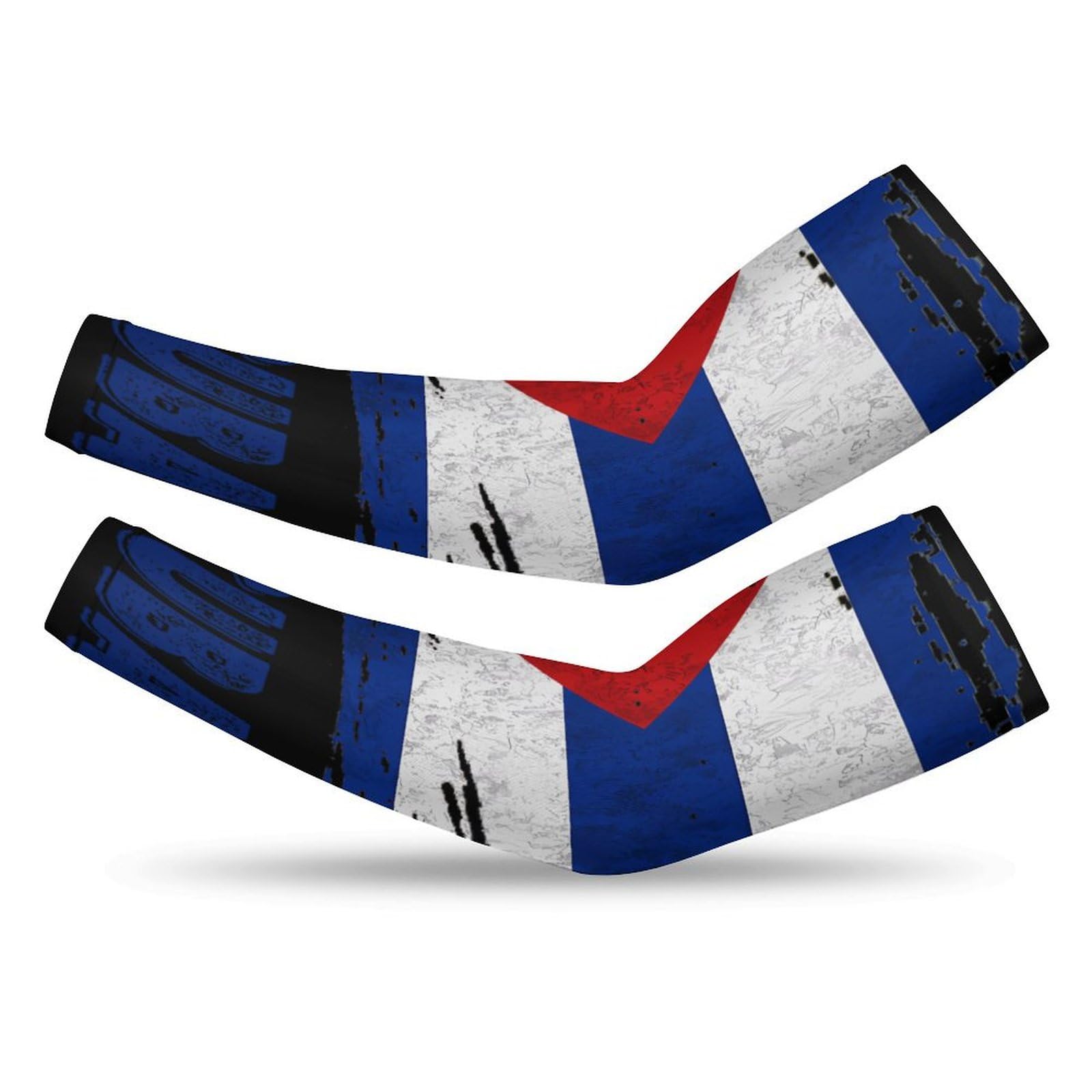 Cuba Flag Ice Cooling Arm Sleeves for Men Women,Patriotic Flag Quick Dry Sun Protection Sleeves XL