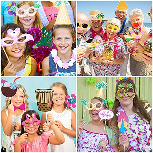 Partywoo Hawaiian Leis 10 Pcs And Photo Booth Props 40 Pcs Hawaiian Party Decorations Tropical Party Supplies #TOP4