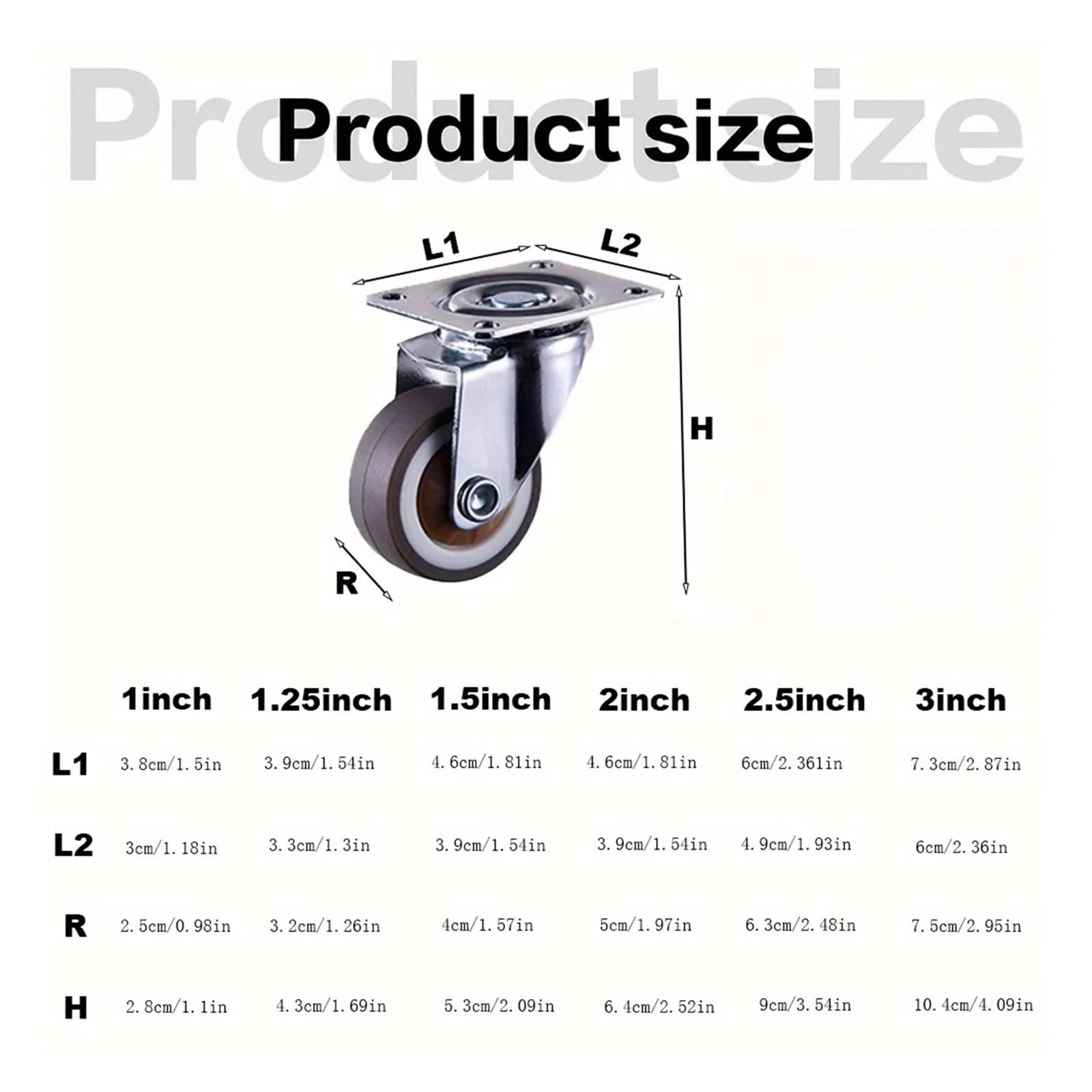 Ruote da 4 Pezzi da 2 Pollici for incantatore TPR Caster in Gomma a Fondo Piatto Universale Caster for mobili for impieghi for carrelli for mobili mobili