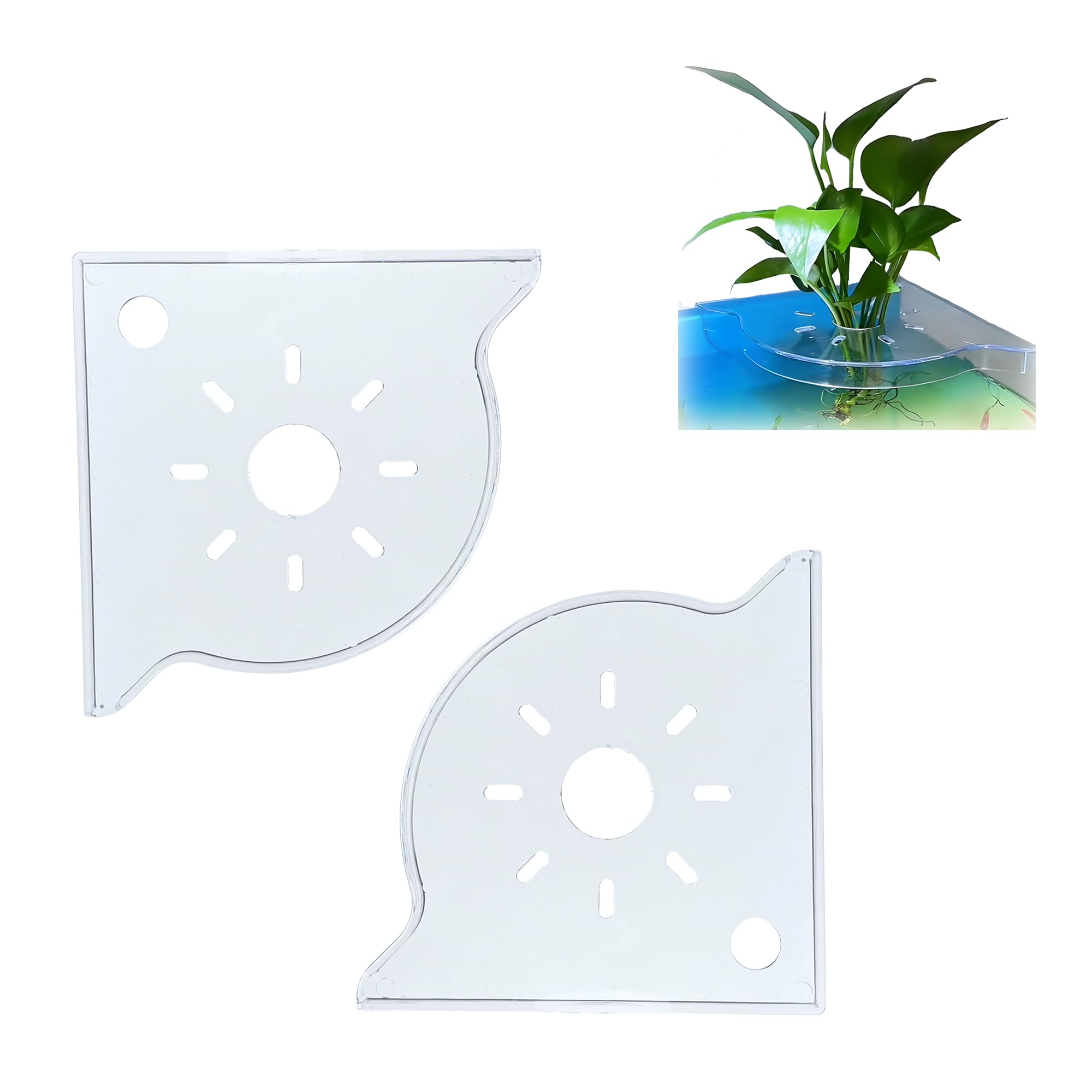 Aquarium Plant Holder for Rimless Tanks, 2 Pack Corner Shelf