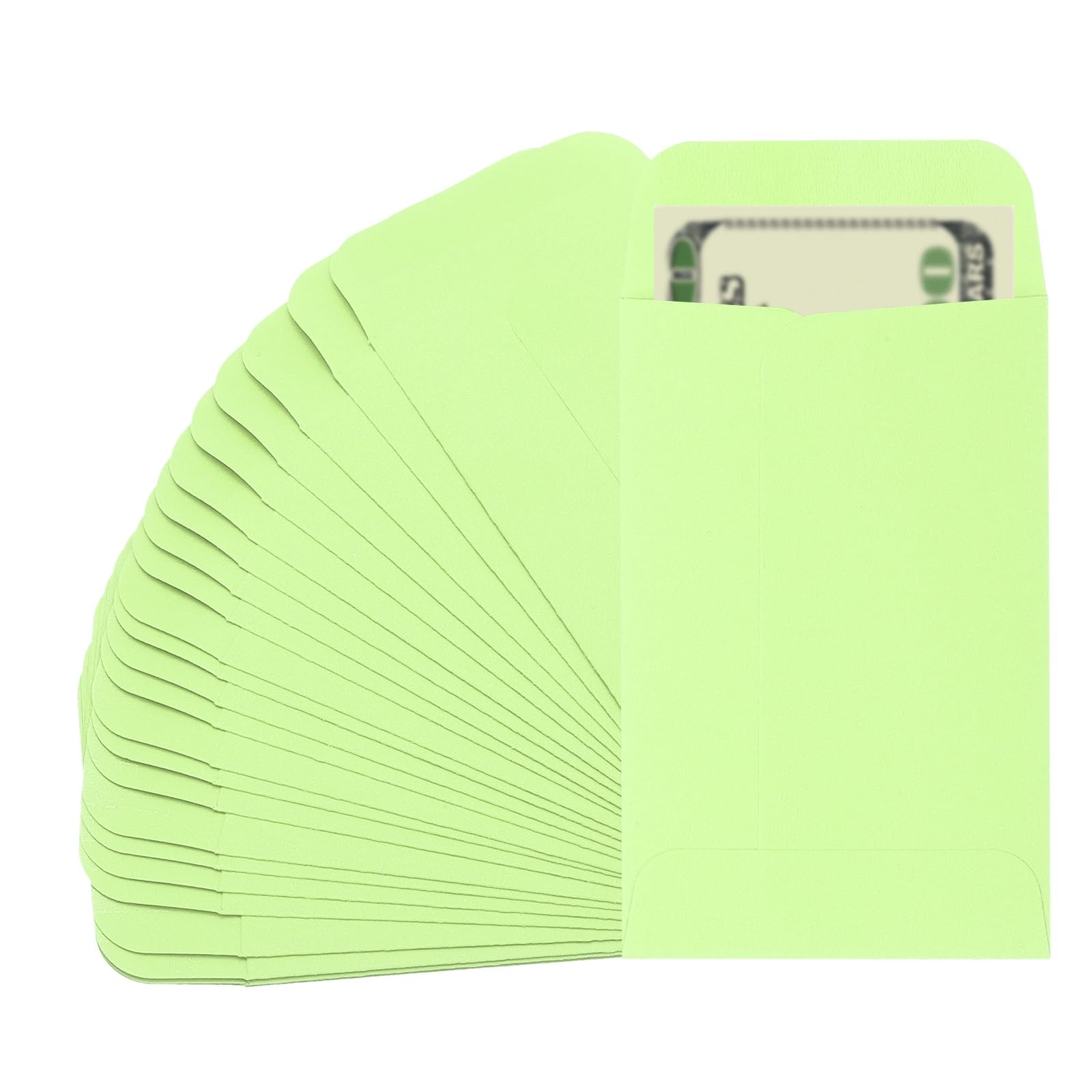 PATIKIL Money Envelope, 25 Pack 3.5" x 2.2" Cash Envelopes Money Holder Bags Budgeting Saving Challenge Letter for Gift Coins Checks Tickets Jewelry Passport Card, Light Green