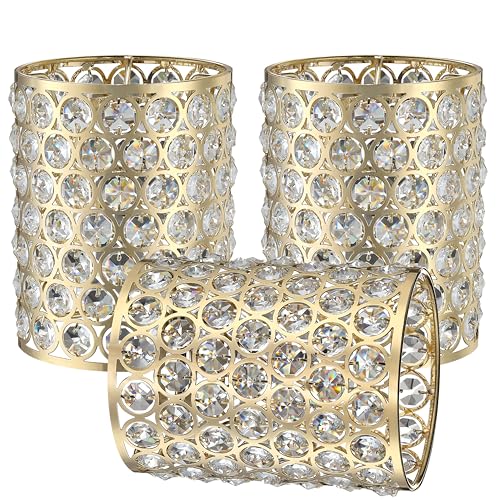 Image of 3 Pack Crystal Replacement Covers Metal Shade Pendant Ceiling Chandelier Wall Sconce Lamp Champagne Fixture