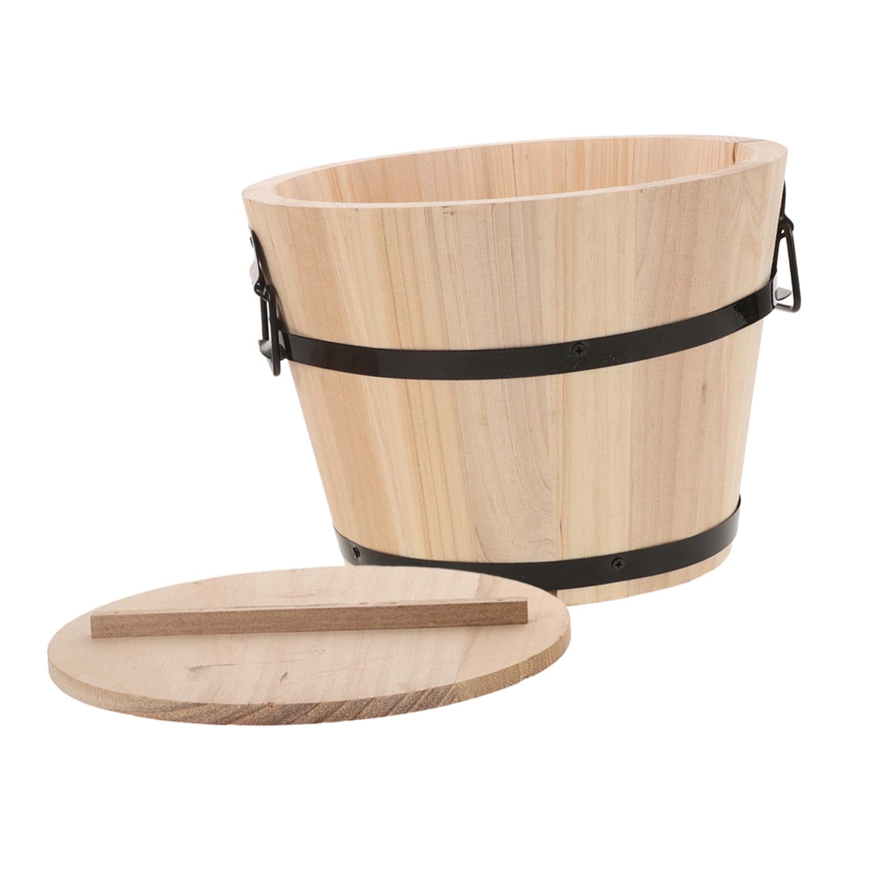 BESTOYARD 3pezzi Contenitore Legno Per Riso Barile Per Stoccaggio Cibo Per Cucina e Ristoranti Capacità Con Coperchio Design Elegante e Pratico Per Conservare e Cuocere Al Vapore Riso