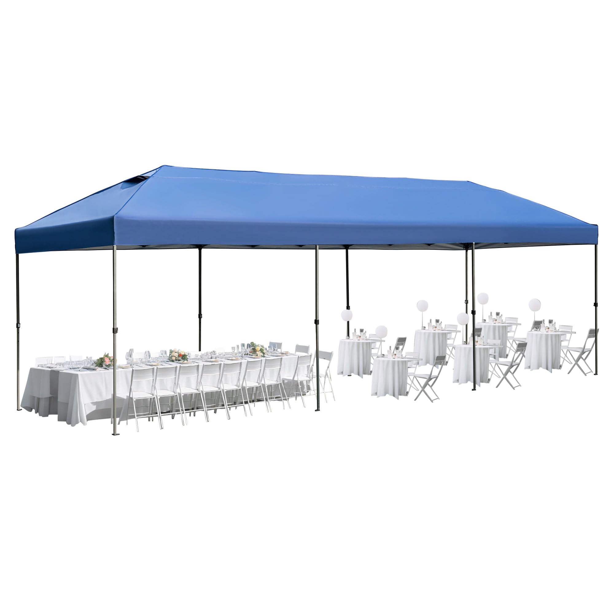 10x30 pop up canopy tent, heavy duty party tent with 4 sidewalls uv waterproof protection, 3 height adjustable outdoor canopy for weddings, events, and backyard gatherings wheeled bag, navy