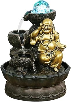 Tabletop Fountain Buddha Tabletop Waterfall Fountain Ball Office Decoration - Waterfall with Circular Water Flow Suitable for Office Bedroom Decoration Tabletop Water Fountain