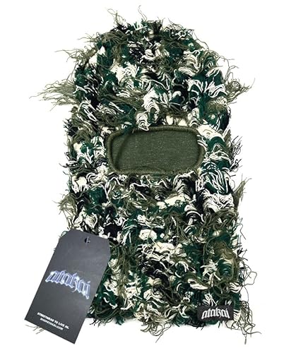 Atakai Balaclava Distressed Knitted Full Face Ski Mask Winter Windproof Neck Warmer For Men Women One Size Fits All, Yeat Inspired (Camo) #TOP1
