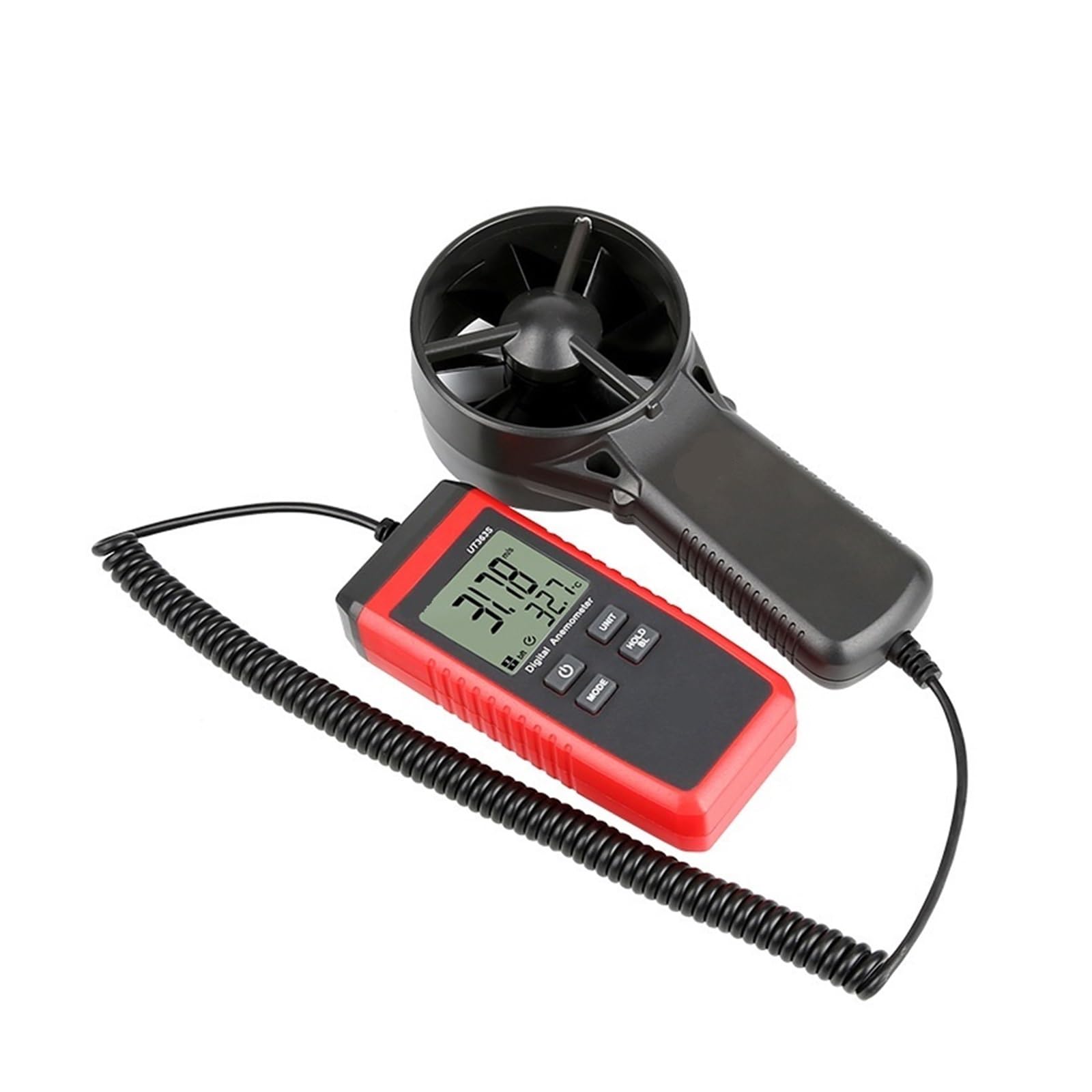 Wiatromierz, Miniaturowy anemometr, miernik prędkości wiatru, wyświetlacz LCD, pomiar prędkości przepływu powietrza, poziom wiatru 1~12