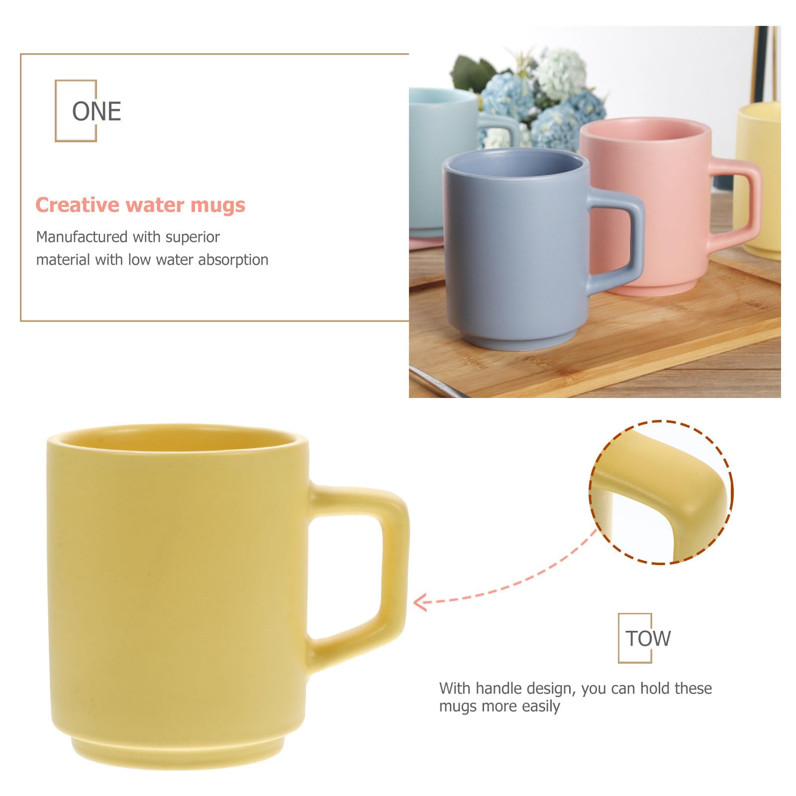 Set 5 Tazze da Caffè in Ceramica Creative Manico, Resistenti a Bassa Assorbimento D'acqua, Perfette per Colazione e Bevande Calde