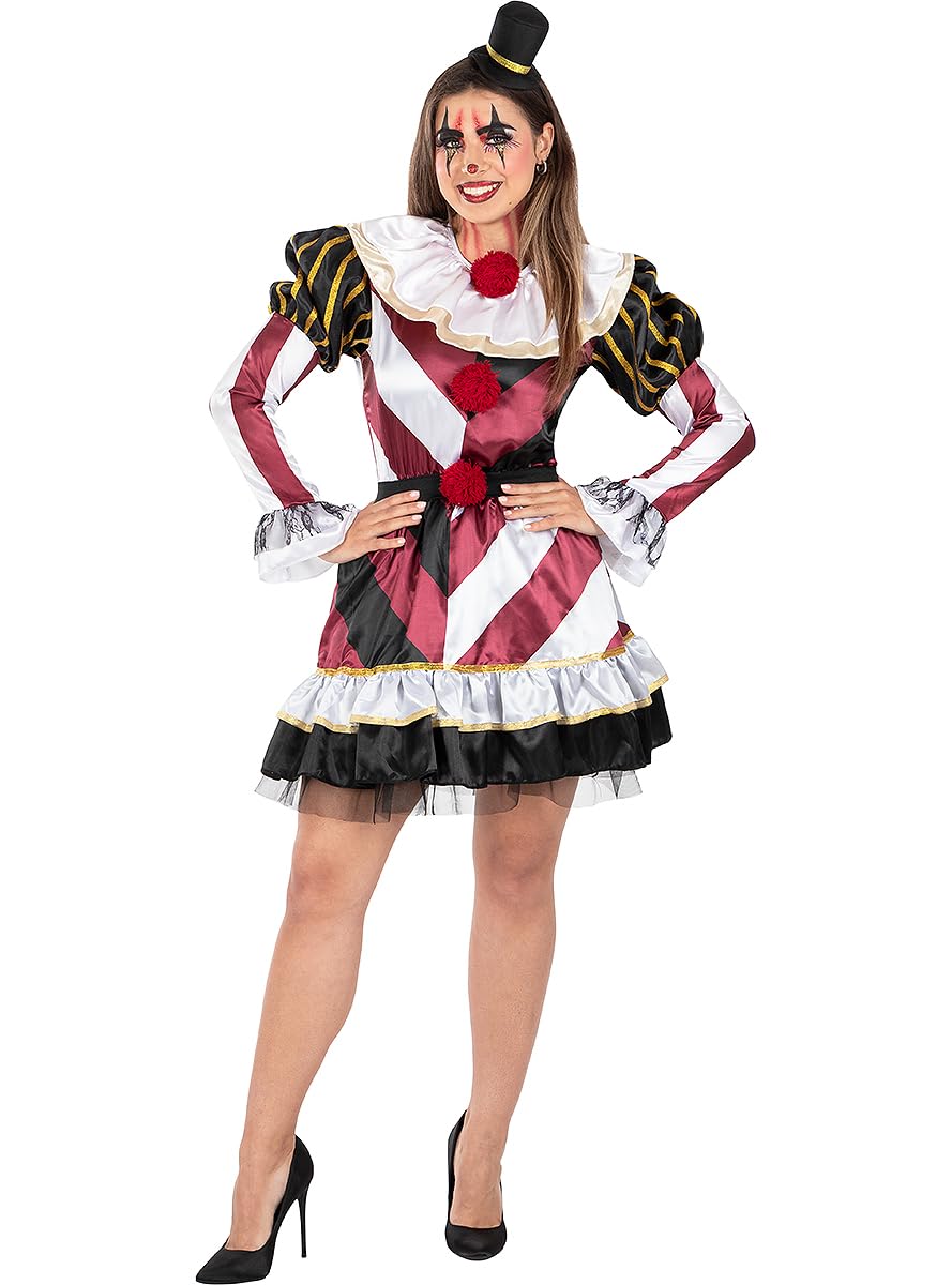 Funidelia | Seksowny Strój Straszny Klaun Premium dla kobiet Klowny Killer Clown Halloween Horror - Strój dla dorosłych i zabawne akcesoria na imprezy karnawał i Halloween - Bordowy
