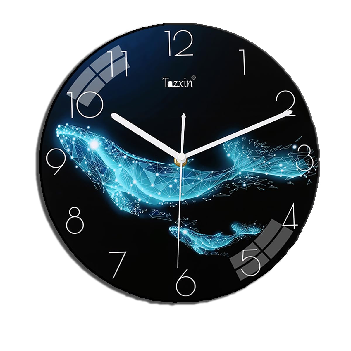 VIVIFYSUN Silent Wall Clock Modern Wall Clock 12-inch Clock, Battery Powered, Suitable for Living Room, Bedroom, Kitchen, Children's Room Wall Clock (Whale Blue)