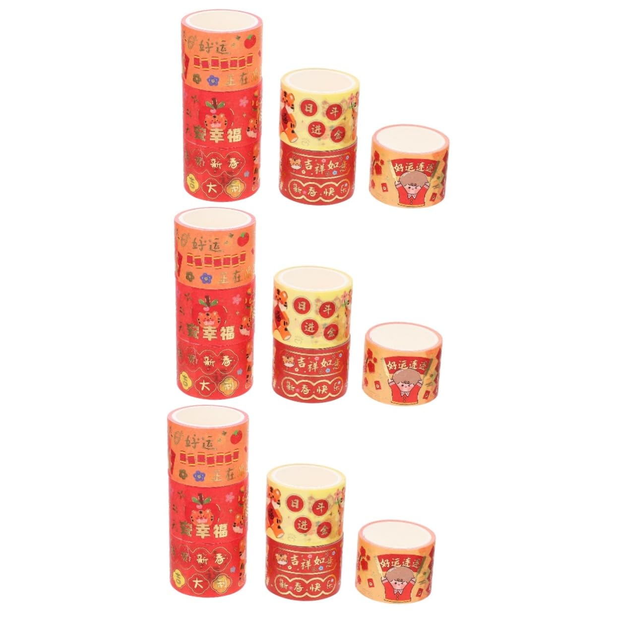 ABOOFAN 18rollos Washi Tape para Manualidades Cinta Decorativa Colorida para Scrapbooking y Planificadores Adornos De Año Chino para Decorar Libros y Accesorios De Oficina