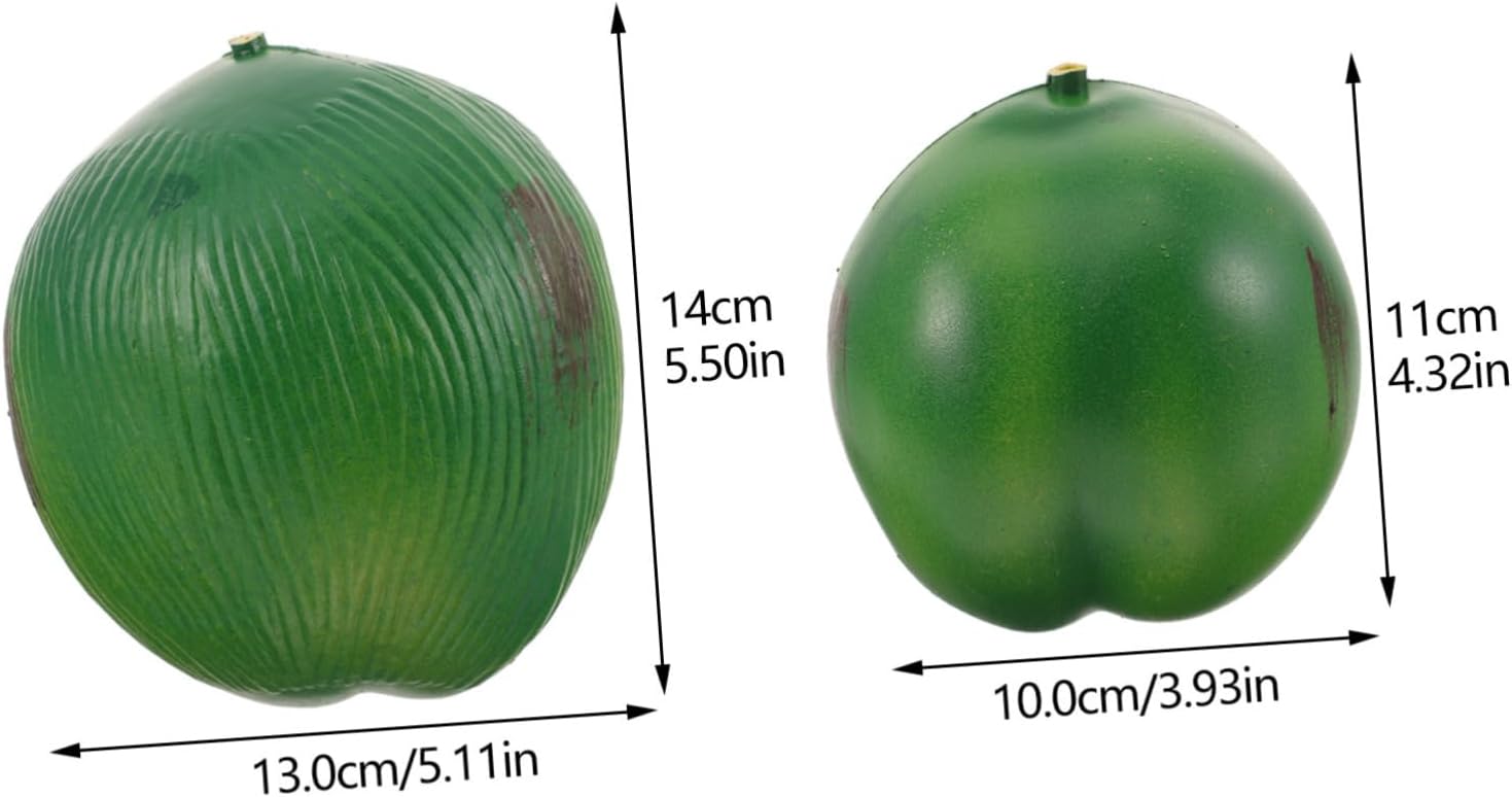Cabilock 8 Pcs Simulated Coconut Decoration True Shell Lifelike Coconut Fruits Indoor Coconut Fake Fruits Outdoor Tropical Realistic Coconut Decorations Artificial Coconuts Props PVC