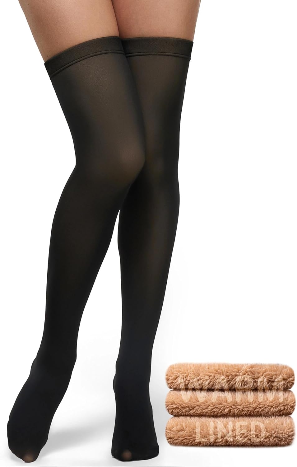 Thigh High Socks Women Over Knee Boot Stockings Fleece Lined Sheer Thick Thermal Fake Translucent Long Leg Warmers