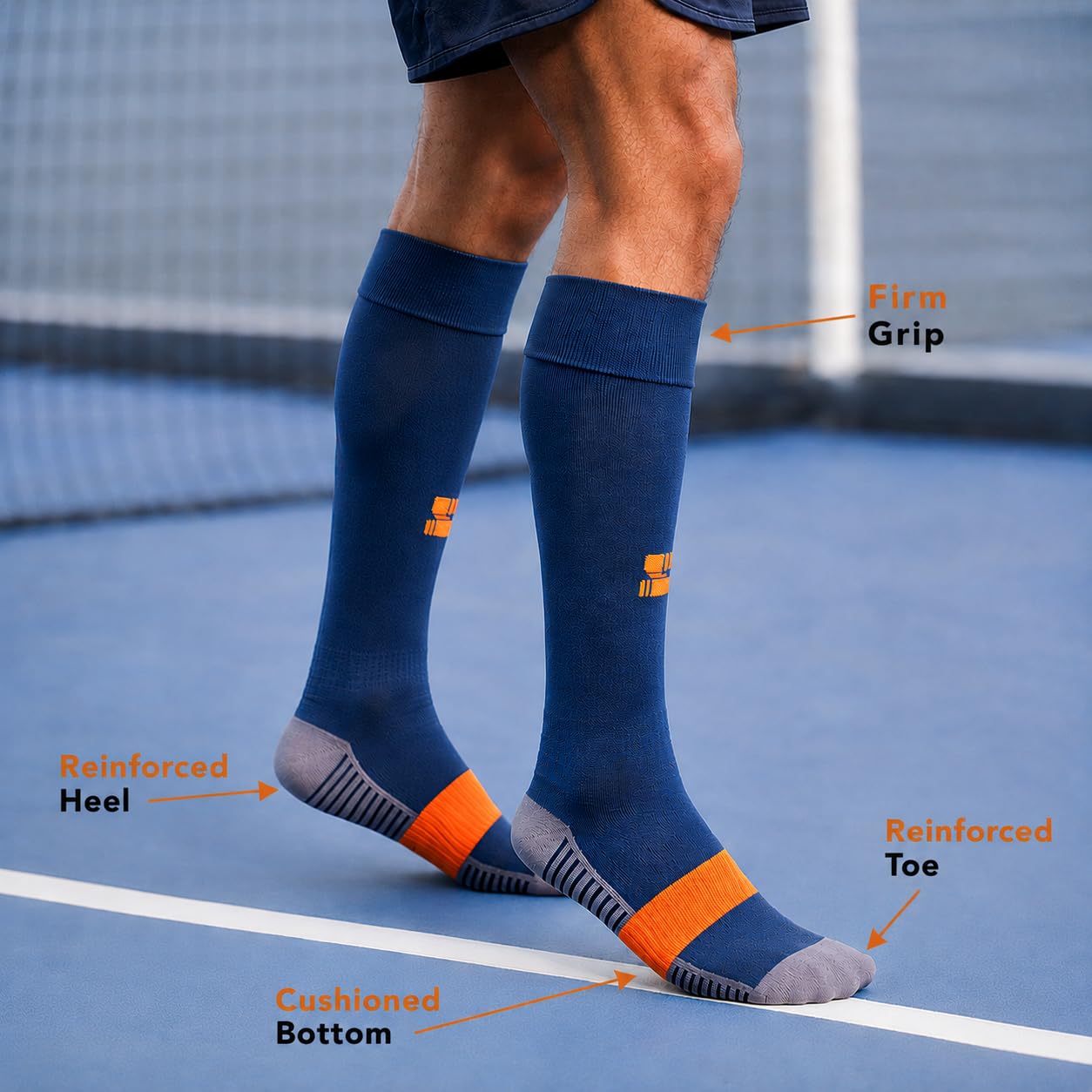 Supersox Unisex Kids Football Socks | Knee Length | Cushioned Sole | Odour Free & Superior Grip | Sports Socks for Football & Soccer | Navy, Black | 10 to 14 Years | Pack of 2 2