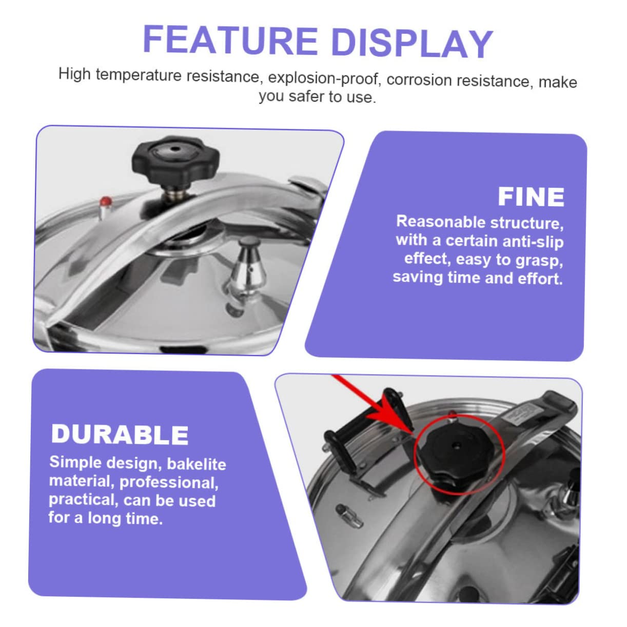 BESTYASH 4Pcs Explosion Knobs for Pressure Cooker Pot Lid Handles Explosion Cooker Accessories Easy to Install and and Secure Replacement Knobs