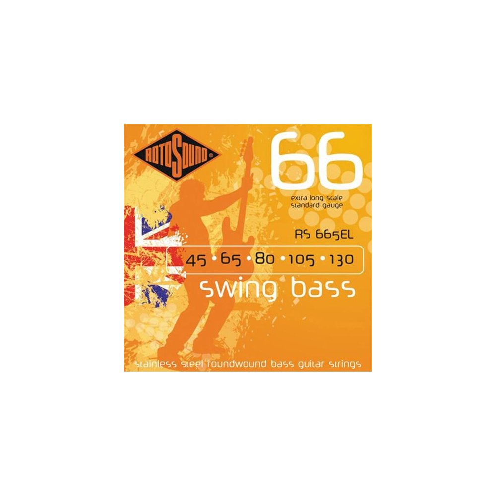Rotosound Corde per basso elettrico SWING 66 STAINLESS SETS 5 corde RS665EL EX-LONG SCALE Stainless Custom 45-130