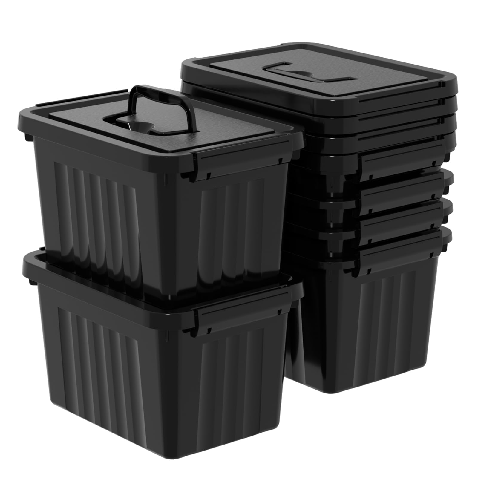 Amazon.com - Buyitt 6 Packs Black Storage Bins with Handle, 7 QT