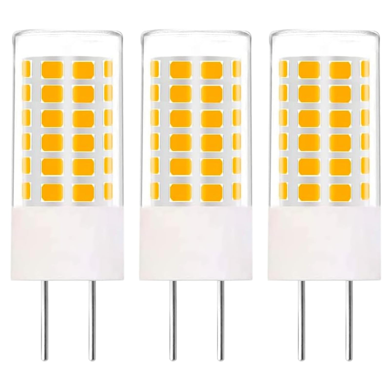 GY6.35 LED Bulb, 12V 4W GY6.35 Bulb, G6.35 Bulb LED T4 JC Type Bi-Pin Base Warm White 3000K, Replace 35W GY6.35/G6.35 Halogen Bulb for Home Kitchen Light, Non-Dimmable 3-Pack