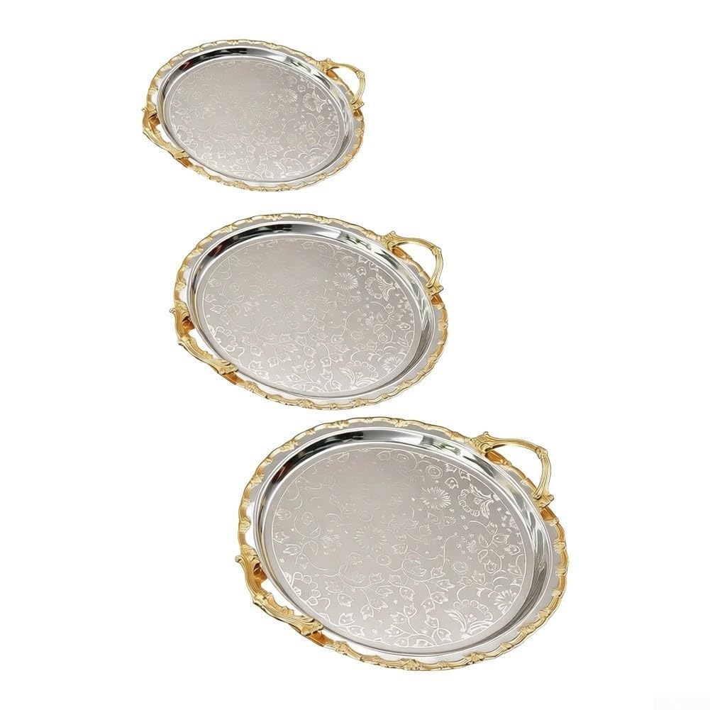 Rundes Serviertablett Eisen 40cm Gold-Silber für rand Rundes