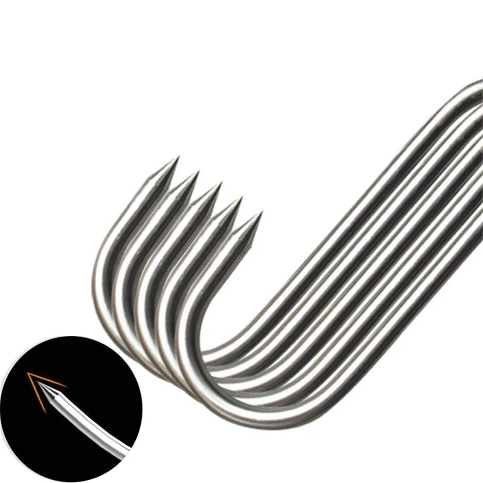 100 Stück S-Haken aus Edelstahl, Mehrzweck-Fleisch, Fisch, gebratene Ente, spitzer Hänge-Organizer, Küchen-Backwerkzeuge fur Fleischaufhängung(L)