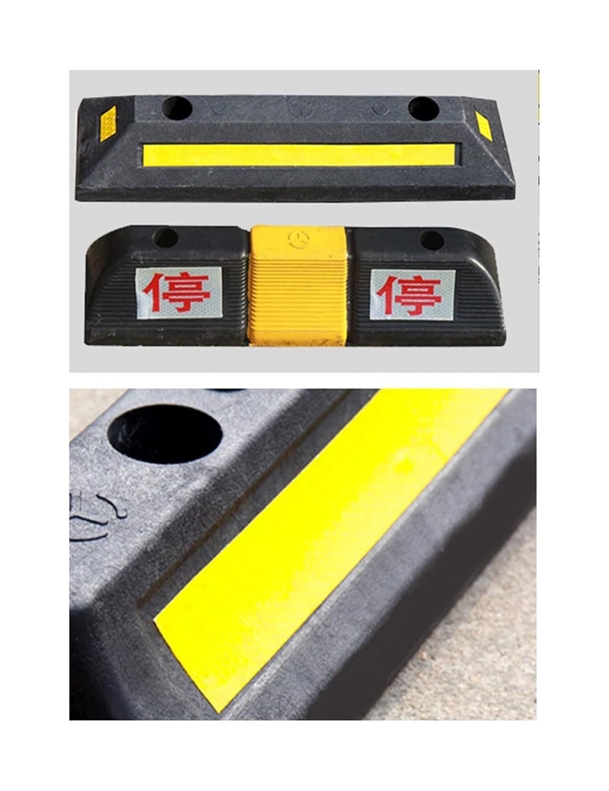 Klin pod koło samochodu, Gumowe ograniczniki kół parkingowych wielokolorowe 575x110x85mm