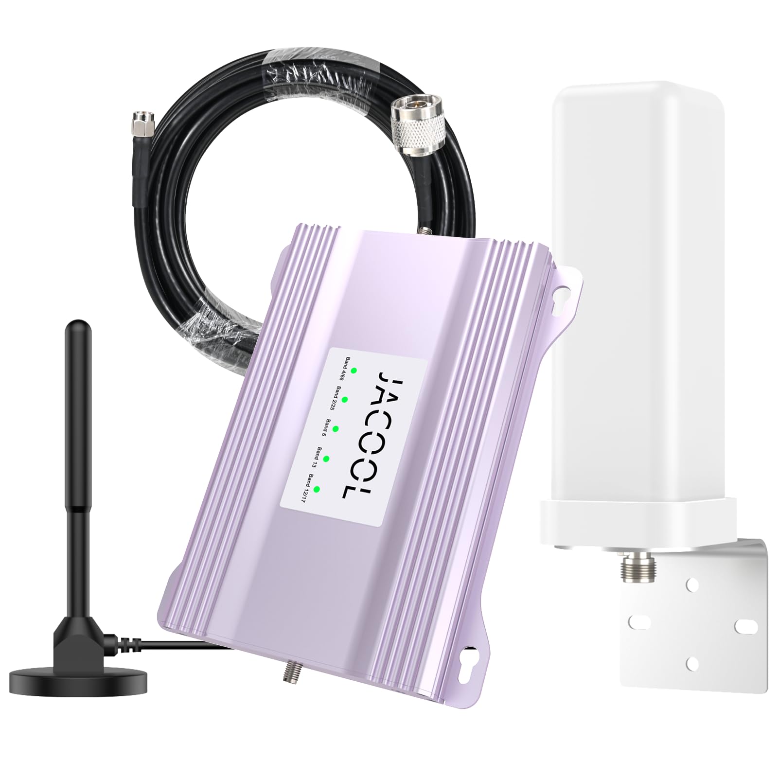 JACOOL Multi Band AT&T T Mobile Verizon Cell Phone Signal Booster for RV Truck Car Vehicle SUV, 5G 4G LTE for All US Carriers Cricket, US Cellular Band 2 4 5 12 13 17 25 66