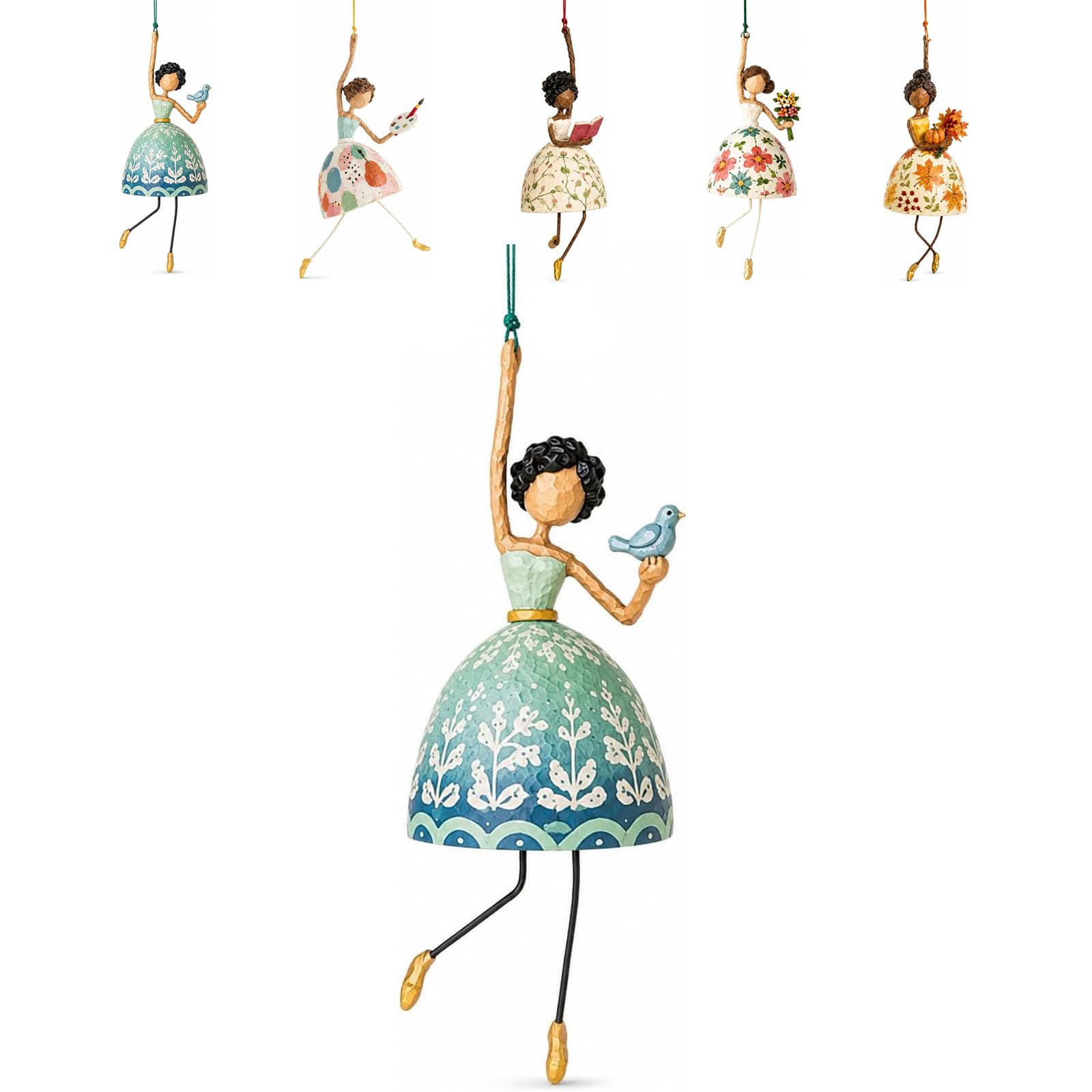 Whimsical Dancing Lady Hanging Ornament, Vintage Art Decor (#A)