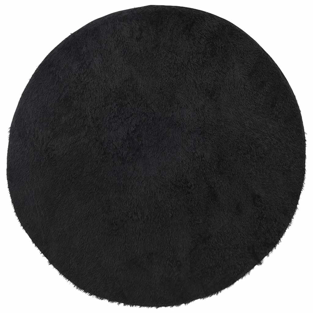 Tapis shaggy rond noir 200x200 cm NAVARRA pour salon