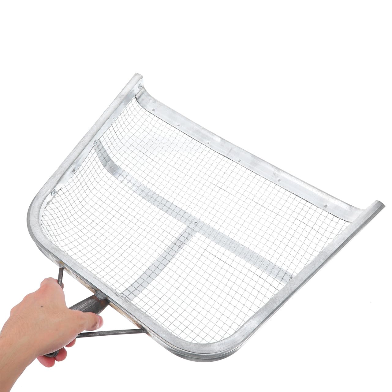 Outil de Tamisage du Sol en Fer Argenté, Léger et Portable, 1 Pièce | Usage Ferme et Plantation Familiale, Format Pratique Jardinage, Outil Agricole Polyvalent