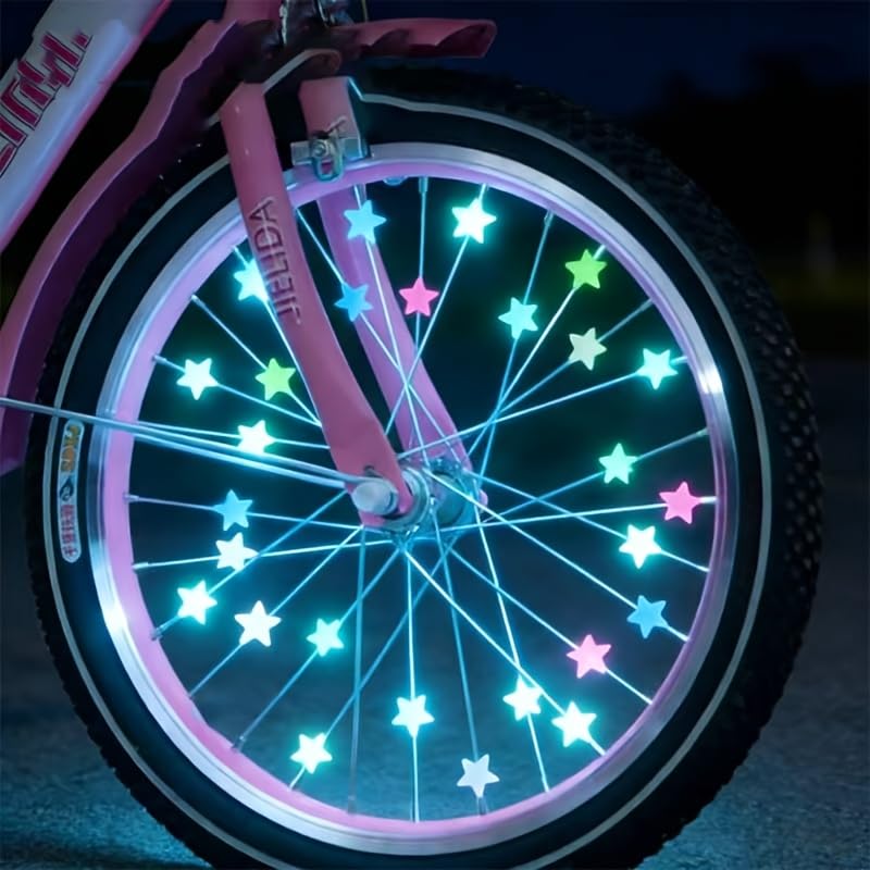 Cobakuey 70pcs Glow in the Dark Spoke Beads Glowable Star Wheel Nipples Suitable for Night Riding Wheel Decoration for Cyclists