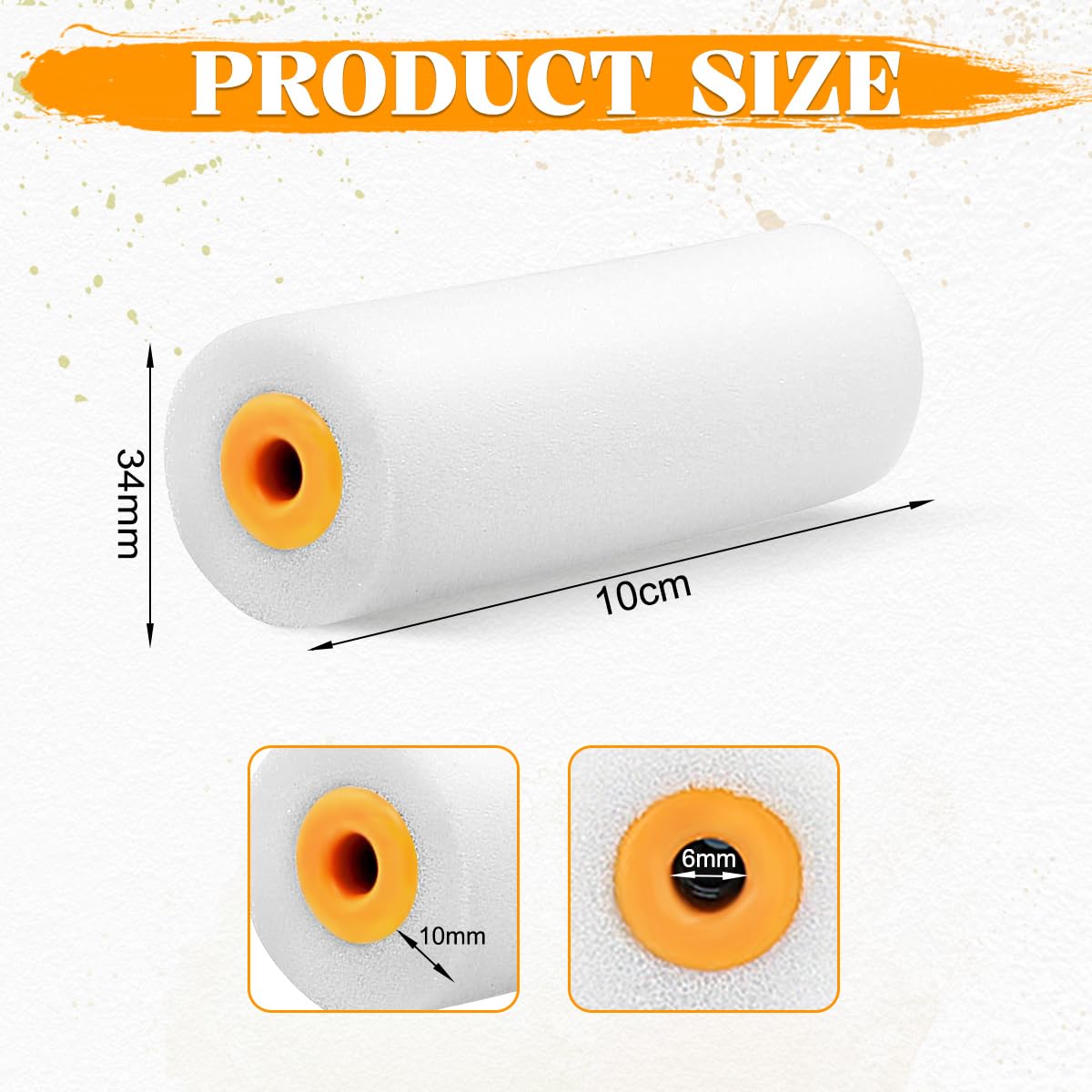 10 Piezas Rodillos de Pintura de Espuma, Minirodillos de Espuma de Alta Densidad de 10 Cm para Muebles, Paredes, Puertas, Metal y Zócalos