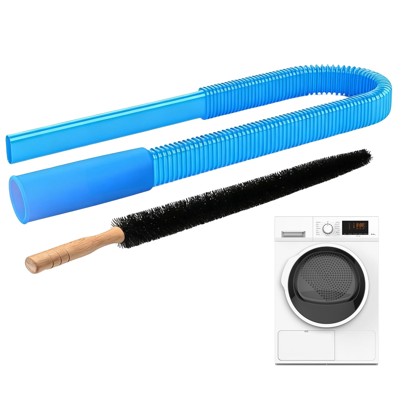 Dryer Vent Cleaner Kit, Universal Tumble Dryer Vacuum Hose Attachment & Lint Brush, Efficiently Removes Lint/Debris,for Power Washer and Dryer Vent Hose Replacement Parts
