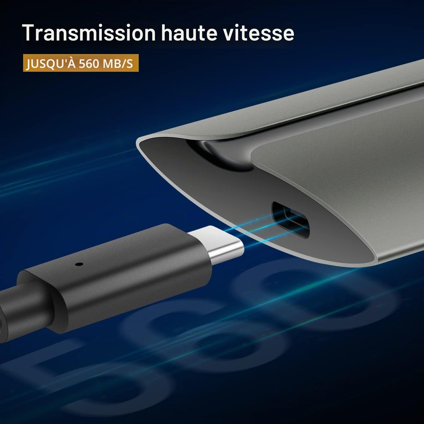 HIKSEMI SSD Externe Portable 2TO, Vitesse de Lecture jusqu'à 560 Mo/s, USB 3.1/Type C Ultra Mince Disque SSD Externe pour PC/Laptop/Tablets/Smartphones (Gris) - T300S