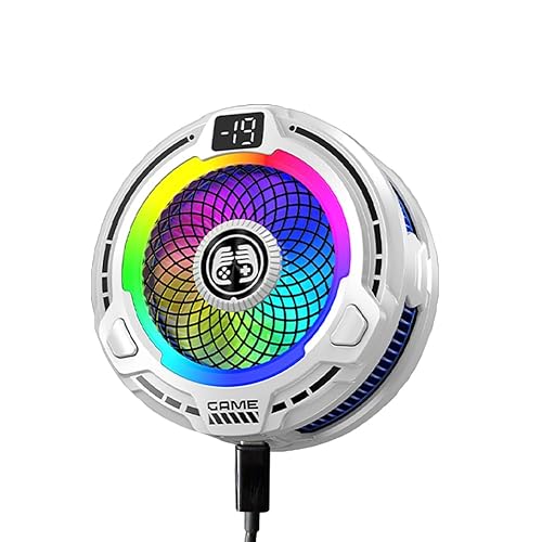 Magnetic Phone Cooler USB Phone Cooling Fan for Gaming Portable with Smart Temp Control and RGB Light Lightweight Phone Radiator with Larger Cooling Area for Phone/Tablet/IPad (Black)