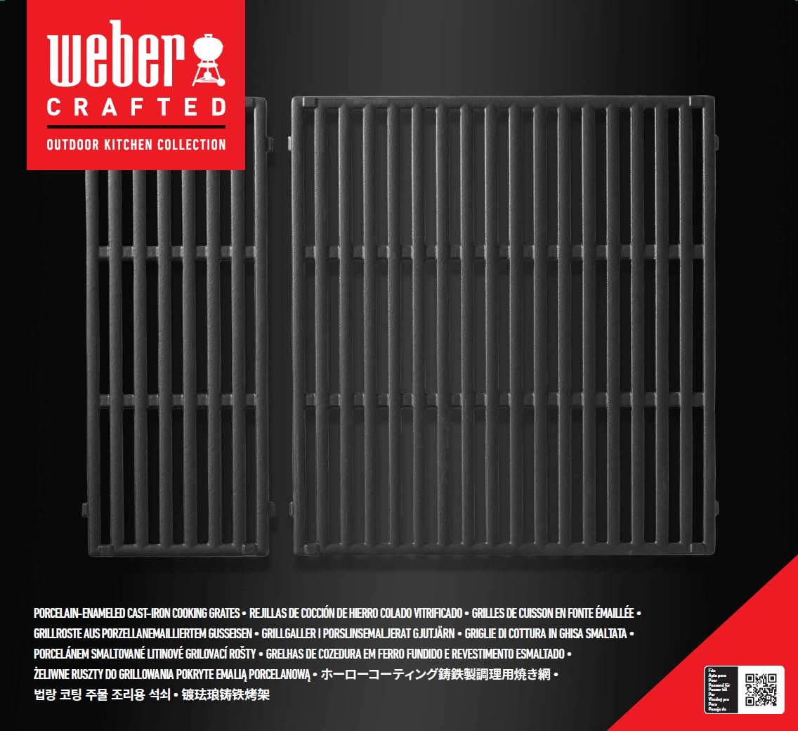 Weber Crafted Griglie di Cottura, compatibili con Spirit Serie 300, SmokeFire EX4 / EPX4, Searwood 600 / Set in Due Pezzi in ghisa Smaltata – Nero (7856)